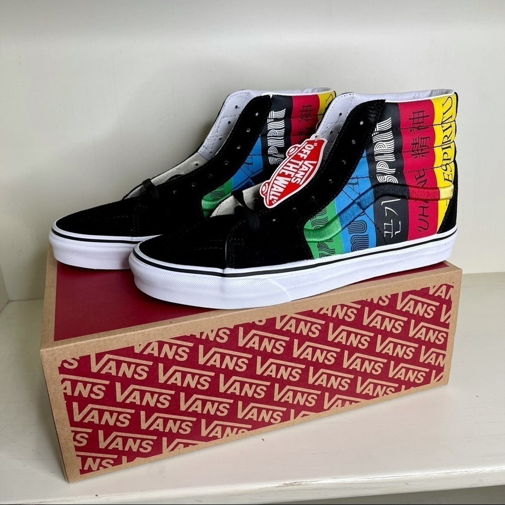 New! VANS Sk8 Hi Top Espiritu Mens Sz 11 Multi Color Skateboard Sneakers.